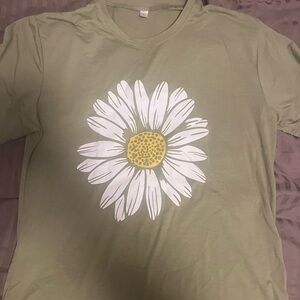 Green T-Shirt with Daisy Print
